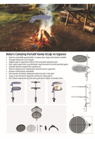 Kamp Izgarası 4300 / Çap: 43 Cm / Portatıf / Baba's Campıng