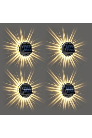 Xuweiwei 4 Adet Güneş Enerjili Sıcak Işık Açık Duvar Lambası Ip65 6led Dekoratif Aydınlatma Bahçe Veranda Sıcak Işık