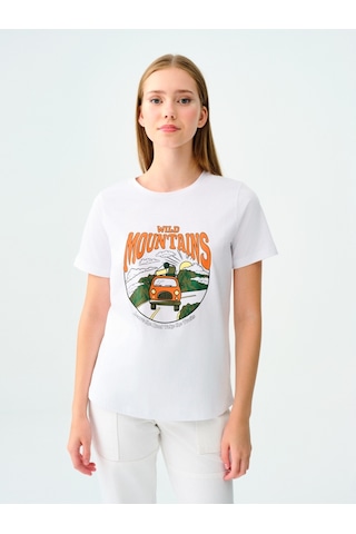 Regular Fit Kadın Tshirt K.kol Ekru