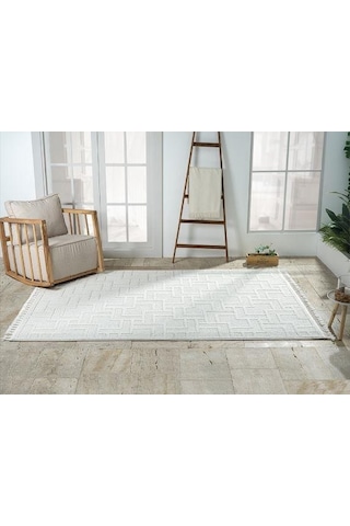 Çam Halı Solo Ef002a Beyaz İskandinav Tarzı Modern Desen Halı