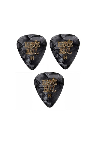 Ernie Ball P09168 Pearloid Heavy Siyah Gitar Pena 3 Adet 0,94mm