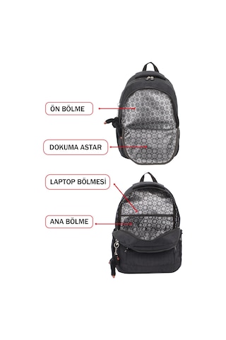 Dada Okul Sırt Çantası Siyah Ortaokul Lise Geniş İç Hacim Ortopedik Su Geçirmez Kumaş Siyah
