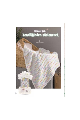 Puffy 3 Lü Paket El Örgü İpi - Şişsiz 100g X 3 Adet Renk No: 15 - Su Yeşili