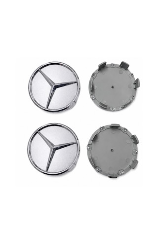 Mercedes Uyumlu Gri Jant Göbeği Kapağı Arması 75 Mm 7,5 Cm 4'lü Takım