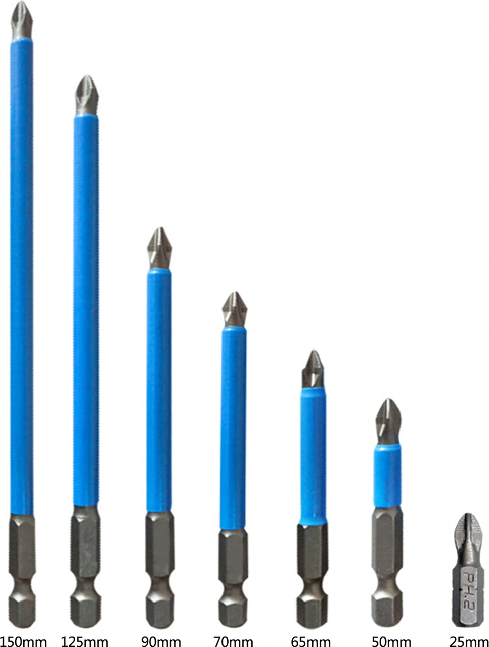 Neevoyu 7'li Çapraz Vidalama Ucu Seti - Mıknatıslı Elektrikli Tornavida Uçları 25mm-150mm