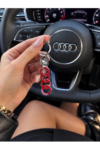 Audi İle Uyumlu Metal Kırmızı Anahtarlık Aksesuar Sline Quatro A1 A3 A4 A5 A6 A7 Q1 Q3 Q5