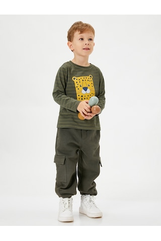 Koton Basic Jogger Eşofman Altı Cepli Beli Bağlamalı Şardonlu Haki 4wmb40131tk 4WMB40131TK869 Haki