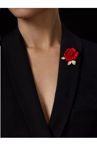 Beautiful Detail Broş Çiçek Gül 214132354 Kırmızı