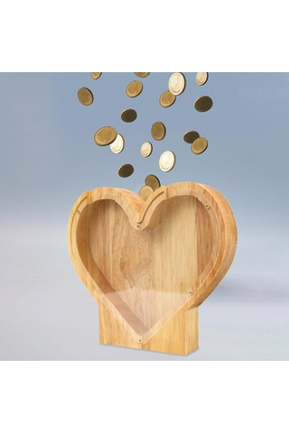 Dolıty Ahşap Kumbara Kalp Şeklinde Çocuk Zanaat Iyi Davranış 18x2.8x16cm