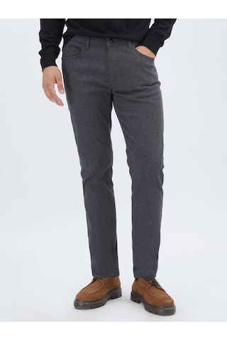 Antrasit Dokuma Slim Fit Casual Pamuk Karışımlı Pantolon Antrasit