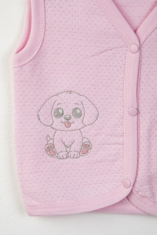 Baby Shez %100 Organik Pamuklu Yenidoğan Kız Erkek Bebek Yelek Mevsimlik 3-6 6-9 9-12 Ay Pembe