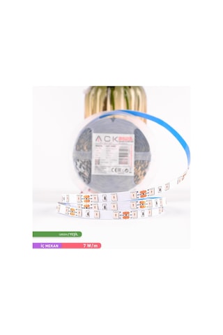 ACK Şerit LED 60 Led'li Yeşil Işık 7W 5 Metre AS01-00805