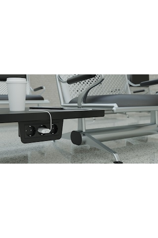 Metalline® Under-line Tezgah Altı Priz Kutusu - Siyah