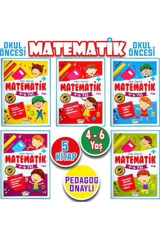 4 - 5 - 6 Yaş Okul Öncesi Matematik Çalışmaları Seti 5 Kitap