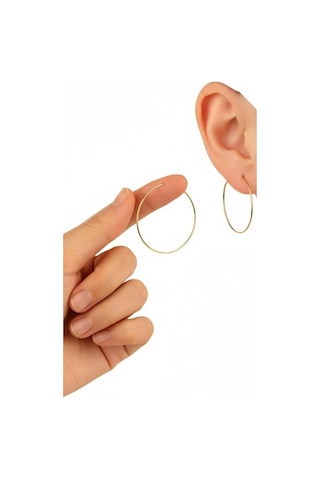 Çgk Çiğdem Gürel Kuyumculuk 14 Ayar 4cm Halka Altın Küpe Gold