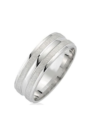 Mat Çizgili Gümüş Alyans Çifti Söz Yüzükleri Tektaş Hediye Wr42