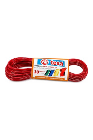 Tesa Pvc Kaplı Çelik Çamaşır İpi 10 Metre Dayanıklı Paslanmaz Çelik İç Telli Çamaşır Asma İpi Güçlü Taşıma Kapasiteli Kırmızı Çamaşır İpi Diğer