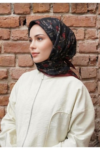 Efdal Şal Eşarp Efdal Zeytin Desen Vual Soft Eşarp mavi