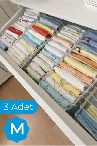 Serstil 3 Adet - Medium 11 Gözlü Çekmece Içi Düzenleyici Organizer 16 X 40 X 12 Beyaz
