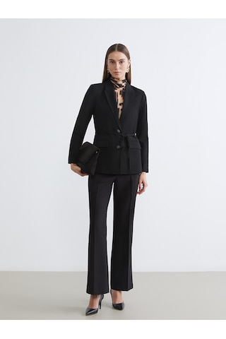 Lcw Everyday Siyah Beli Kuşaklı Kadın Blazer Ceket