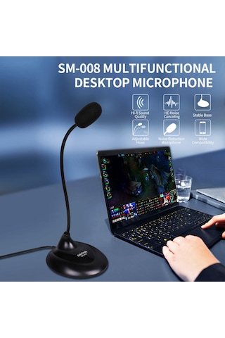 Reedark Senıcc Sm-008 3.5mm Çok Yönlü Gürültü Önleyici Masaüstü Mikrofon - Konferans, Ders Ve Sohbet İçin