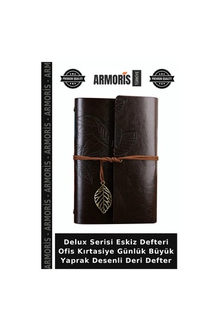 Delux Serisi Eskiz Defteri Ofis Kırtasiye Günlük Büyük Yaprak Desenli Deri Defter