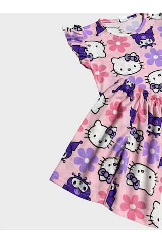 Aliş Kids Kız Çocuk Pembe Sevimli Karakter Desenli Kolları Fırfırlı Kısa Kollu Şortlu Yazlık Pijama Tkımı