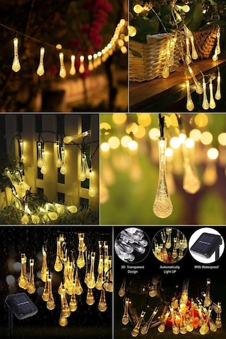 Trendpoint Solar 30 Ledli Su Damlası Model 8 Modlu Güneş Enerjili Çok Renkli