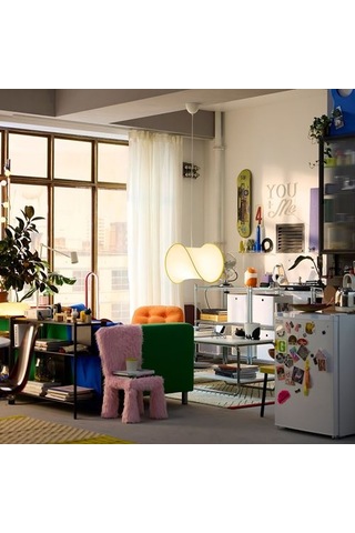 Ikea Grejsımojs Sarkıt Lamba Abajur Başlığı, Beyaz-sarı, 45 Cm