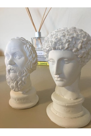Payatasarım Dekoratif Hermes Ve Socrates Büst Biblo Beyaz Beyaz Payanm307 Diğer