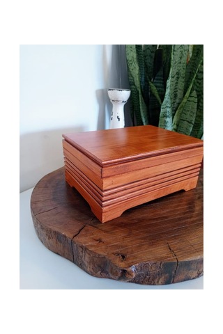 El Boyaması Eskitme Kahve Rengi Bölmeli Ahşap Kutu