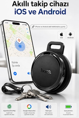 Exenar - Siyah - Apple iPhone Uyumlu Apple Airtag Uyumlu Ve Android Mini Eşya Araç Motor Mini Bulucu 1