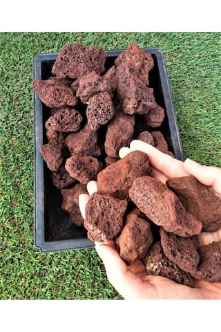 Dekoratif Pomza Taşı 10 Kg 5 Cm Bahçe Dekor Kırmızı Tarım Pomzası Lav Cüruf Ponza