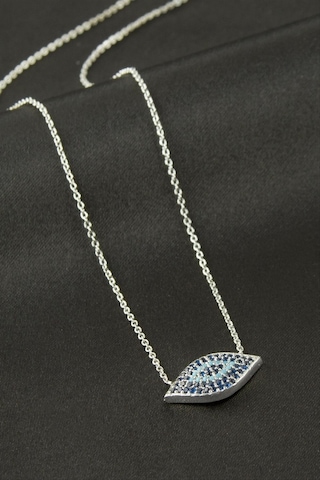 Oval - 502 - Nazar Zirkon Taşlı Kolye - Glblseme - - Sarı