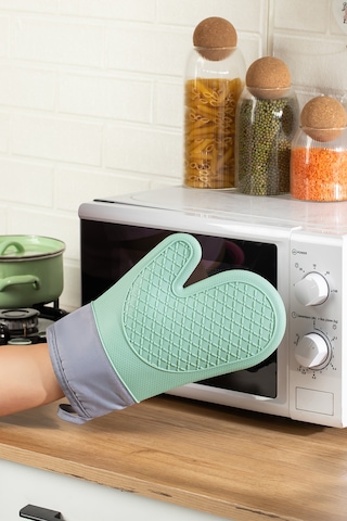 Porsima 3137-3 Silikon Yanmaz Yapışmaz Fırın Eldiveni Yeşil Yeşil