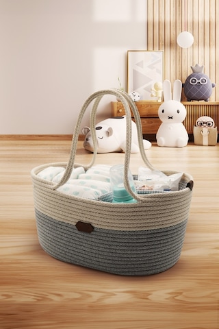 Jasper Jüt İp Hasır Gri Anne Bebek Bakım Çantası Anne Bebek Set Bej
