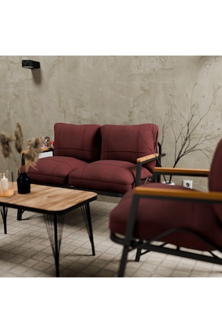 Mb Garden Furnıture Simetri Model, Balkon, Bahçe, Cafe, Metal Koltuk Takımı, Bahçe Takımı ,çay Seti , 2+1+1+ Orta Sehpa Bordo