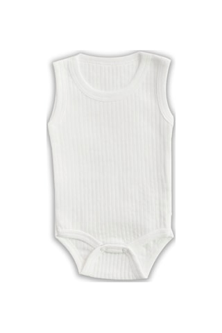 Novibaby 5'li 18-24 Ay Ribana Bebek Atlet Body Zıbın Beyaz Raporlu Çıtçıtlı 100% Pamuk Beyaz
