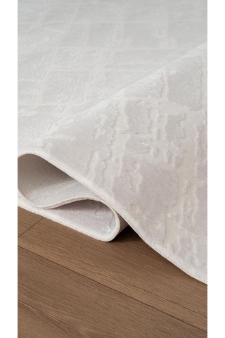 By Özer Halı Beyaz Renk Desenli Modern Stil Karmen Halı Jade Jd014w Salon Halısı Çok Renkli