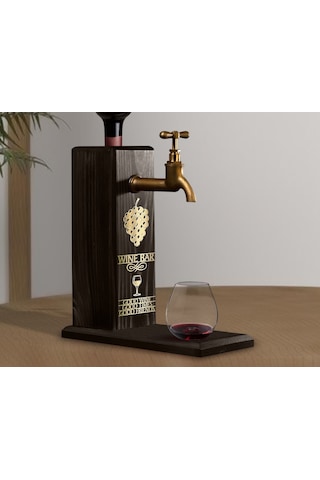 Bk Gift Aynalı Altın Kabartma Musluklu Doğal Siyah Ebony Ahşap Şarap Standı, Home Bar, İçecek Dispenseri, Ahşap İçecek Çeşmesi-17