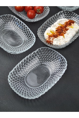 2'li Cam Kase Sunum Kayık Meze Tabağı Çerezlik Kasesi 15cm-vera