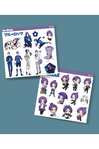 Anime Bluelock Reo Mikage-parlak Kağıt -2li Sticker Set-futbol Telefon Süsleme Anime Blue Lock Beyaz