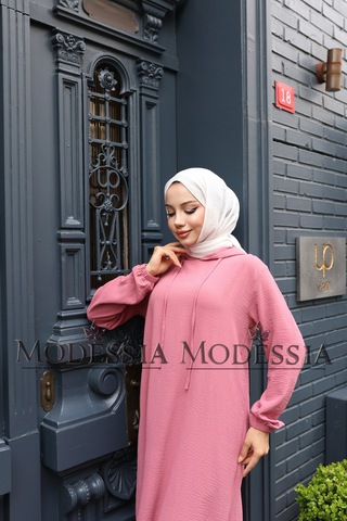 Kadın Pembe Aerobin Uzun Kapşonlu İkili Takım T0221 Pembe