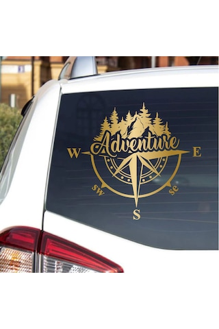 Pusula Ve Macera Sticker - Adventure 4x4 Off Road Pickup Sticker - Araba Oto Karavan Sticker - 00302 60x52 Cm