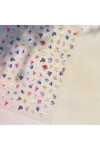 Flybuy 5d Beyaz Papatya Nail Art Süslemeleri Çıkartmalar Sarı Desenler Ms725