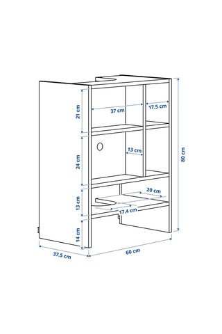 Aspiratör Dolabı İskeleti, Beyaz, 60x37x80 Cm Beyaz