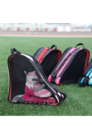 Vkemall Mavi Bisiklet Pateni Çantası, 3 Bölmeli Büyük Kapasiteli, Paten Ve Aksesuarları Taşımak İçin Oxford Kumaş Çanta Mavi