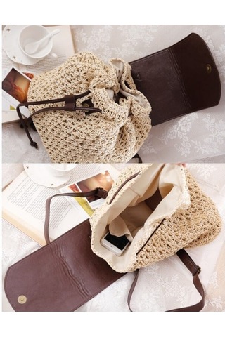 Arion Kağıt İplik Hasır Sırt Çantası Str-1205 Bej