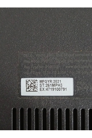 Dell Vostro 3500 S/n 261mph3 Alt Kasa