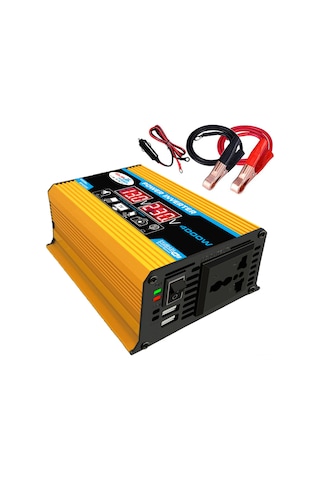 4000w Akıllı Dijital Araç İnvertörü 2 Usb Çıkış Portu Modifiye Sinüs Dalga Dönüştürücü Led Ekran İle